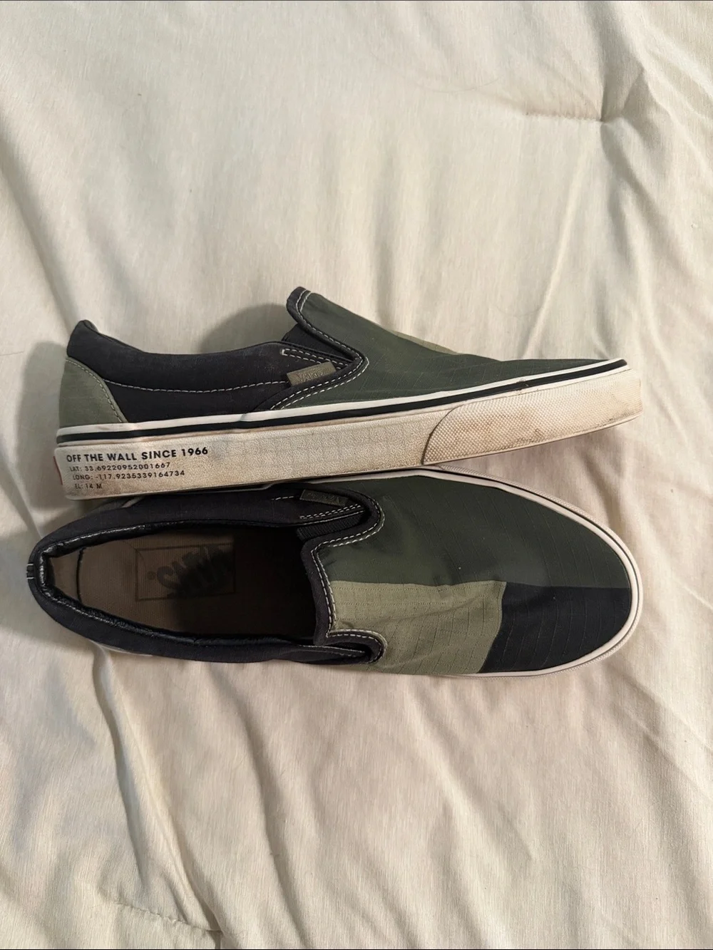 Vans Men's Slip-On Panel Camo in Olive and Black